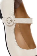 Women's Cream Banded Leather Ballerinas | Derimod Women's Cream Banded Leather Ballerinas | Derimod