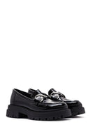 Kadın Siyah Rugan Deri Maskülen Loafer | Derimod Kadın Siyah Rugan Deri Maskülen Loafer | Derimod