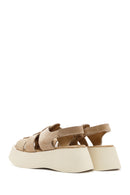 Women's Brown Thick Soled Suede Leather Sandals | Derimod Women's Brown Thick Soled Suede Leather Sandals | Derimod