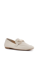 Women's Cream Leather Masculine Loafer | Derimod Women's Cream Leather Masculine Loafer | Derimod