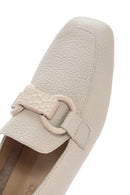 Women's Cream Leather Masculine Loafer | Derimod Women's Cream Leather Masculine Loafer | Derimod