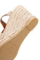 Women's Beige Zippered Wedge Heels Suede Leather Espadrilles | Derimod Women's Beige Zippered Wedge Heels Suede Leather Espadrilles | Derimod