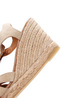 Women's Beige Zippered Wedge Heels Suede Leather Espadrilles | Derimod Women's Beige Zippered Wedge Heels Suede Leather Espadrilles | Derimod
