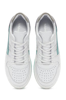Women's White Lace-Up Leather Sneaker | Derimod Women's White Lace-Up Leather Sneaker | Derimod