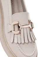 Kadın Krem Püsküllü Deri Casual Loafer | Derimod Kadın Krem Püsküllü Deri Casual Loafer | Derimod