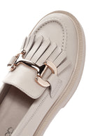 Kadın Krem Püsküllü Deri Casual Loafer | Derimod Kadın Krem Püsküllü Deri Casual Loafer | Derimod