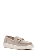 Women's Gray Suede Leather Casual Loafer | Derimod Women's Gray Suede Leather Casual Loafer | Derimod