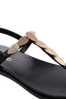 Women's Black Ankle Strap Flip Flop Leather Sandals | Derimod Women's Black Ankle Strap Flip Flop Leather Sandals | Derimod