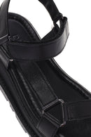 Kadın Siyah Bilekten Bantlı Deri Comfort Sandalet | Derimod Kadın Siyah Bilekten Bantlı Deri Comfort Sandalet | Derimod