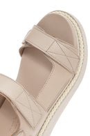 Women's Beige Strappy Leather Comfort Sandals | Derimod Women's Beige Strappy Leather Comfort Sandals | Derimod