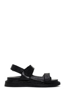 Kadın Siyah Bantlı Deri Comfort Sandalet | Derimod Kadın Siyah Bantlı Deri Comfort Sandalet | Derimod