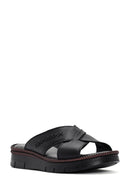 Women's Black Leather Comfort Slippers | Derimod Women's Black Leather Comfort Slippers | Derimod