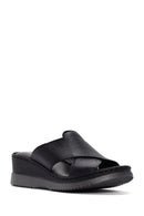 Women's Black Thick Soled Leather Comfort Slippers | Derimod Women's Black Thick Soled Leather Comfort Slippers | Derimod