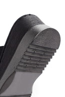 Women's Black Thick Soled Leather Comfort Slippers | Derimod Women's Black Thick Soled Leather Comfort Slippers | Derimod