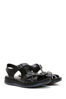 Kadın Siyah Bantlı Deri Comfort Sandalet | Derimod Kadın Siyah Bantlı Deri Comfort Sandalet | Derimod