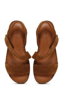 Women's Tan Strap Suede Leather Sandals | Derimod Women's Tan Strap Suede Leather Sandals | Derimod