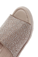 Women's Beige Stone Leather Slippers | Derimod Women's Beige Stone Leather Slippers | Derimod