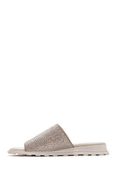 Women's Beige Stone Leather Slippers | Derimod Women's Beige Stone Leather Slippers | Derimod