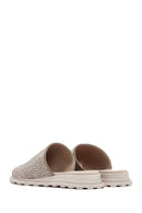 Women's Beige Stone Leather Slippers | Derimod Women's Beige Stone Leather Slippers | Derimod