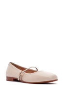 Women's Beige Strap Leather Ballerinas | Derimod Women's Beige Strap Leather Ballerinas | Derimod