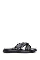 Women's Black Leather Slippers | Derimod Women's Black Leather Slippers | Derimod