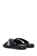 Women's Black Leather Slippers | Derimod Women's Black Leather Slippers | Derimod