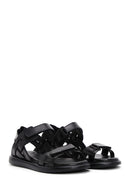 Women's Black Strappy Leather Comfort Sandals | Derimod Women's Black Strappy Leather Comfort Sandals | Derimod