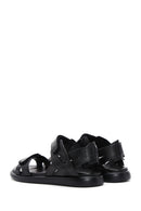 Women's Black Strappy Leather Comfort Sandals | Derimod Women's Black Strappy Leather Comfort Sandals | Derimod