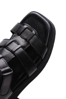 Kadın Siyah Bilekten Bantlı Deri Comfort Sandalet | Derimod Kadın Siyah Bilekten Bantlı Deri Comfort Sandalet | Derimod
