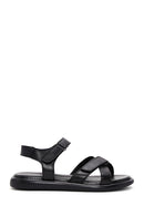 Women's Black Double Strap Leather Comfort Sandals | Derimod Women's Black Double Strap Leather Comfort Sandals | Derimod