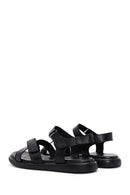 Women's Black Double Strap Leather Comfort Sandals | Derimod Women's Black Double Strap Leather Comfort Sandals | Derimod