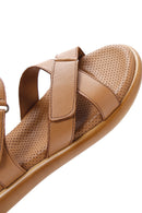 Women's Tan Double Strap Leather Comfort Sandals | Derimod Women's Tan Double Strap Leather Comfort Sandals | Derimod