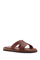 Women's Brown Leather Comfort Slippers | Derimod Women's Brown Leather Comfort Slippers | Derimod