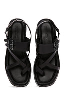 Women's Black Ankle Strap Flip Flop Leather Comfort Sandals | Derimod Women's Black Ankle Strap Flip Flop Leather Comfort Sandals | Derimod