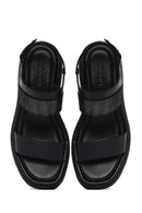Women's Black Ankle Strap Leather Comfort Sandals | Derimod Women's Black Ankle Strap Leather Comfort Sandals | Derimod