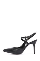Women's Black Ankle Strap Thin Heeled Leather Shoes | Derimod Women's Black Ankle Strap Thin Heeled Leather Shoes | Derimod