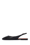 Women's Black Open Back Leather Ballerinas | Derimod Women's Black Open Back Leather Ballerinas | Derimod