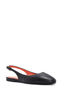Women's Black Open Back Leather Ballerinas | Derimod Women's Black Open Back Leather Ballerinas | Derimod