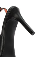 Women's Black Open-Back Heeled Leather Shoes | Derimod Women's Black Open-Back Heeled Leather Shoes | Derimod