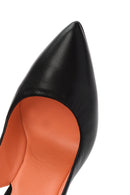 Women's Black Open-Back Heeled Leather Shoes | Derimod Women's Black Open-Back Heeled Leather Shoes | Derimod