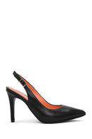 Women's Black Open-Back Heeled Leather Shoes | Derimod Women's Black Open-Back Heeled Leather Shoes | Derimod