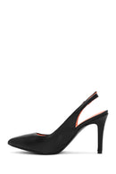 Women's Black Open-Back Heeled Leather Shoes | Derimod Women's Black Open-Back Heeled Leather Shoes | Derimod