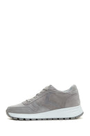 Kadın Gri Bağcıklı Süet Deri Sneaker | Derimod Kadın Gri Bağcıklı Süet Deri Sneaker | Derimod