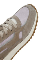 Kadın Bej Bağcıklı Süet Deri Sneaker | Derimod Kadın Bej Bağcıklı Süet Deri Sneaker | Derimod