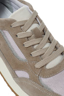 Kadın Bej Bağcıklı Süet Deri Sneaker | Derimod Kadın Bej Bağcıklı Süet Deri Sneaker | Derimod