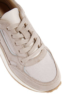 Kadın Bej Bağcıklı Süet Deri Sneaker | Derimod Kadın Bej Bağcıklı Süet Deri Sneaker | Derimod
