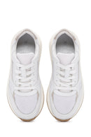 Kadın Beyaz Bağcıklı Deri Sneaker | Derimod Kadın Beyaz Bağcıklı Deri Sneaker | Derimod