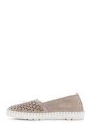 Kadın Bej Süet Deri Comfort Loafer | Derimod Kadın Bej Süet Deri Comfort Loafer | Derimod