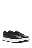 Erkek Siyah Bağcıklı Deri Sneaker | Derimod Erkek Siyah Bağcıklı Deri Sneaker | Derimod