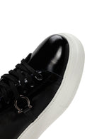 Erkek Siyah Kalın Tabanlı Bağcıklı Rugan Deri Sneaker | Derimod Erkek Siyah Kalın Tabanlı Bağcıklı Rugan Deri Sneaker | Derimod